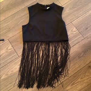 Kendall & Kylie Elegant Black fringe sleeveless top